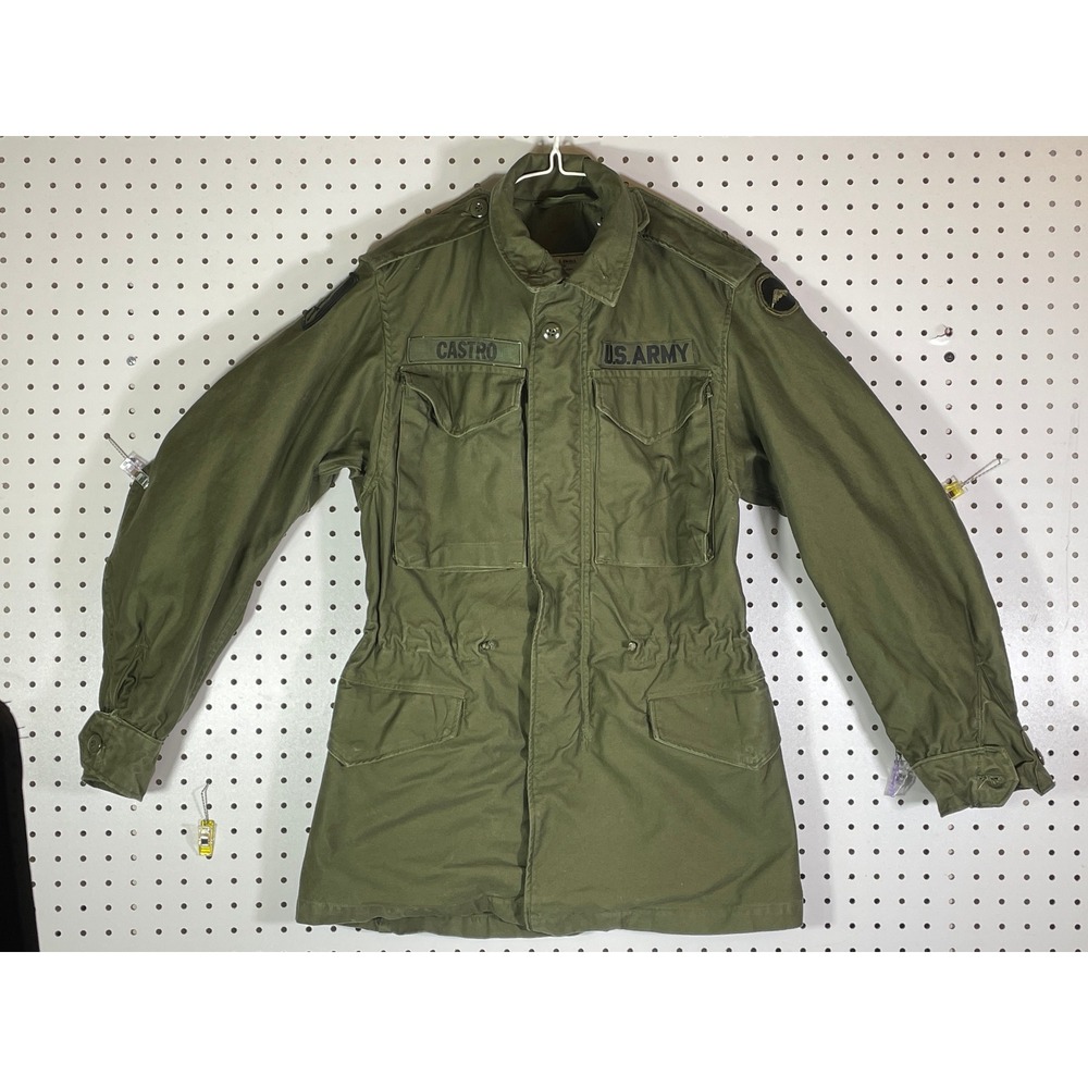 Vintage US Army M-1951 Field Coat OG-107 Olive Green Sateen Jacket XS Regular